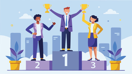 Modern Flat Style Business Success and Achievement Illustration on Transparent Background
