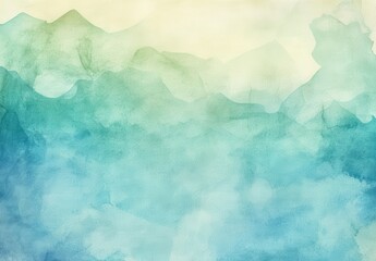 Soft Abstract Watercolor Background In Gentle Shades Of Blue And Green With Pale Yellow Hues Reflecting Tranquility And Serenity In Nature