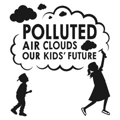 Obraz premium A collection of air pollution awareness vector t-shirt designs featuring powerful messages, environmental quotes, and elegant typography. Perfect for creating eco-friendly apparel, sublimation prints,