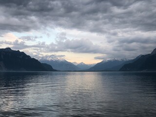 mountain lake in the morning