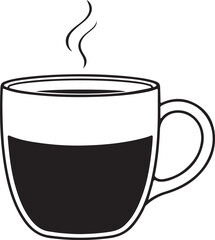 coffe mug with cute kawaii cartoon line art black color eps vector 