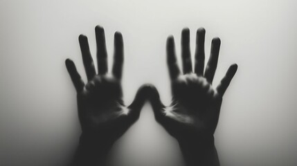 Silhouette of Hands: A stark, artistic depiction of two hands pressed against a surface. The play of light and shadow creates a sense of mystery and introspection.