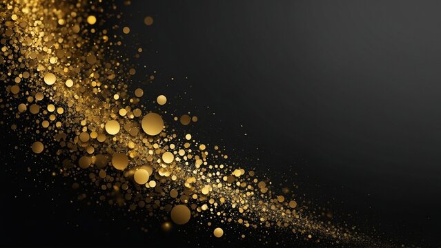 Luxury metallic gold confetti dots on black background