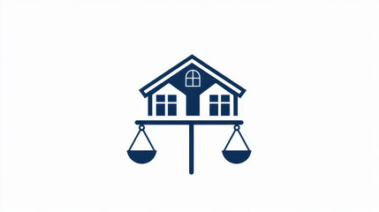 House and property law firm logo concept with balanced scales