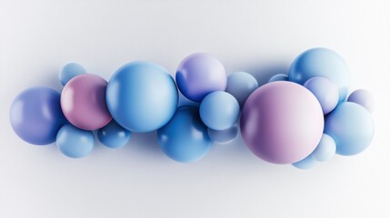 Array of pastel spheres in 3d on light background with soft shadows