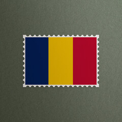 Post office stamp with the flag of Chad 3D Rendering