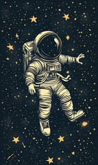 an astronaut in space with purple and white clouds