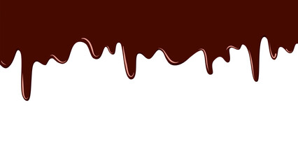 Melted chocolate drops. Dripping chocolate glaze. Melting dark choco topping.