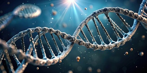 A Close-Up View of a Double Helix Structure, Illuminated by a Bright Light Source, Showcasing Intricate Details of its Composition and suggesting the complexity of genetic material