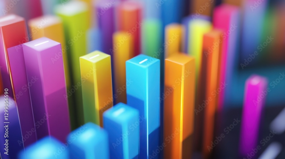 Poster the image features colorful bar graphs depicting data visualization, showcasing various heights and 
