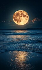 a moon over the ocean