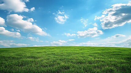 Fototapeta premium a green field with blue sky and clouds
