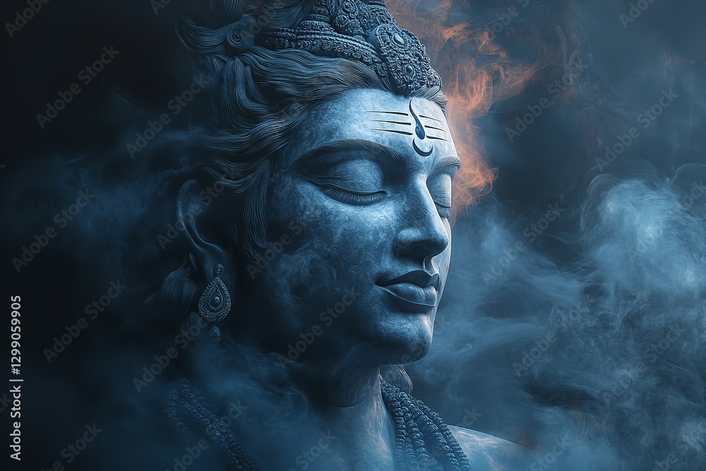 Fototapete lord shiva motifs and copy space for customized messages and devotional content are featured on this