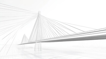 Wireframe design of modern bridge architecture. Bridge. Illustration