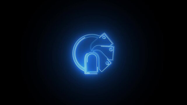 Glowing neon Digital icon isolated on black background. HD Video motion graphic animation