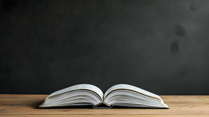 Open Book Displayed On Wooden Surface With Dark Textured Background