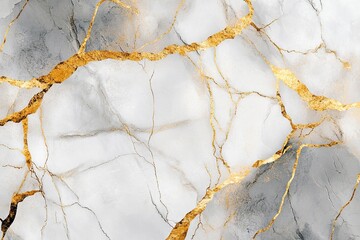 Marble texture background with golden veins, white and gray marble pattern for interior design of the living room or kitchen wall surface. High-quality vector illustration.