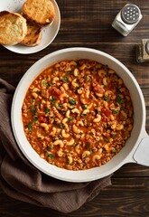 American goulash, dish with ground beef, vegetables and pasta