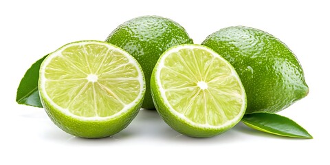 a group of limes with one cut in half