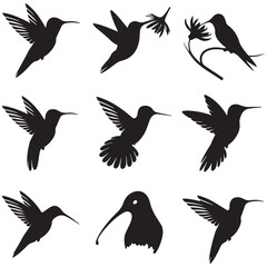 Black silhouette illustration of a kingfisher bird animal. kingfisher line art vector art illustrationkingfisher icon silhouette illustration with white background