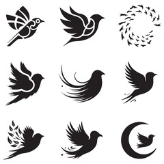 Sparrow Silhouette On A Branch On A Transparent Background Silhouette of a bird on branchBirds