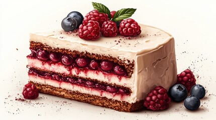 slice of white layer cake isolated,cartoon