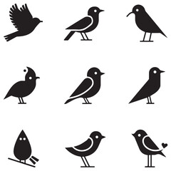 Vector set of sparrow silhouettes. Birds silhouettes collection Sparrow Silhouette 