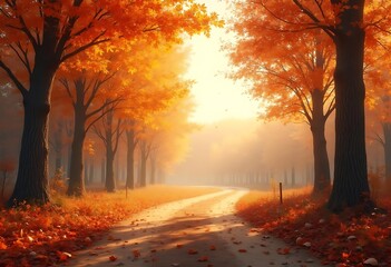 Golden Autumn Forest Path – Scenic Fall Landscape