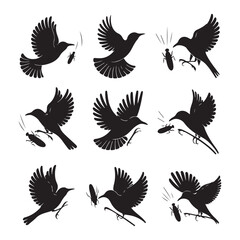 Sparrow Silhouette On A Branch On A Transparent Background Silhouette of a bird on branchBirds
