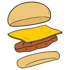burger illustration hand drawn isolated vector