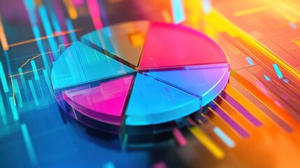 Vibrant Abstract Asset Allocation, a dynamic blend of colorful pie charts and graphs illustrating strategic investment diversity