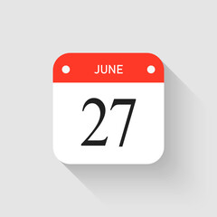 Vector icon page day calendar - 27 June month
