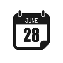 Vector icon page day calendar - 28 June month