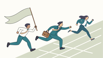 Race to Success Businesspeople Competing for the Lead
