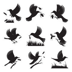 Vector birds silhouettes Sparrows Silhouette Pigeons Flying Silhouettes 1 brid silhouette
