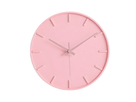 A minimal round pink wall clock for girls room decor 