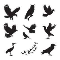 Vector birds silhouettes Sparrows Silhouette Pigeons Flying Silhouettes 1 brid silhouette