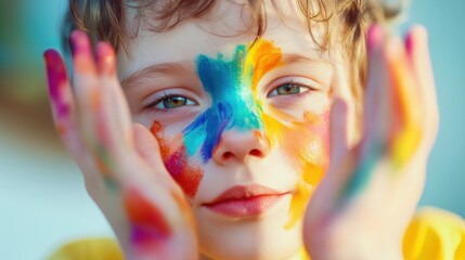 Celebrating World Autism Awareness Day with colorful face painting and joyful expressions by children