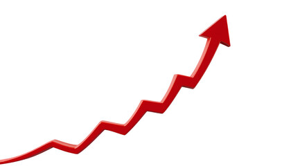 Photo of Red upward arrow graph showing rising trend isolated on transparent background 