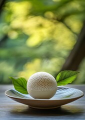 Exquisite Thai Dessert Plating Ball on Green Nature Background