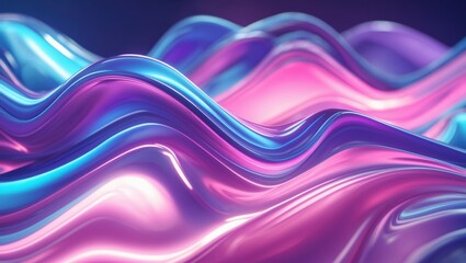 Colorful waves of glossy textures in shades of pink and blue create a mesmerizing visual effect with selective focus and bokeh, enhancing the overall aesthetic in the background.