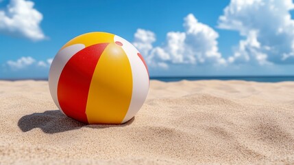 Obraz premium Vibrant Beach Ball On Sunny Shore