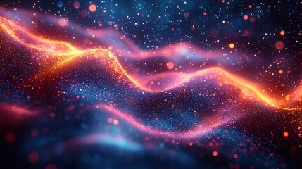 Fototapeta premium Abstract Glowing Particle Waves with Vibrant Colors and Bokeh Effect