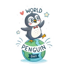 Naklejka premium world penguin day ,2025