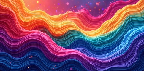 Obraz premium Vibrant rainbow color wavy abstract seamless design, Texture, Vibrant
