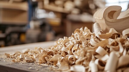 Professional Wood Scraps for Carpentry Projects | Leftover Wood Cuttings in Workshop for Crafting | Creative Carpenter Supplies Image