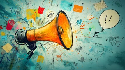 Creative Megaphone with Flowing Ideas