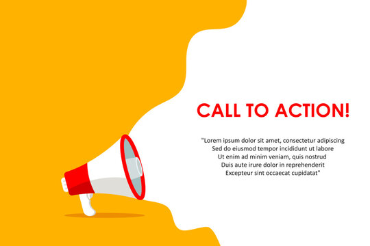 Call to action speech bubble banner. Call to action banner with megaphone Vector illustration for retail shopping online marketing template