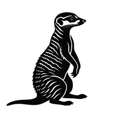Black and White Meerkat Illustration Silhouette on white background