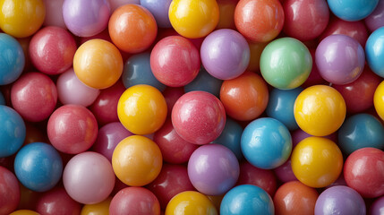 Colorful round gumballs close up, candy texture.Generative AI.